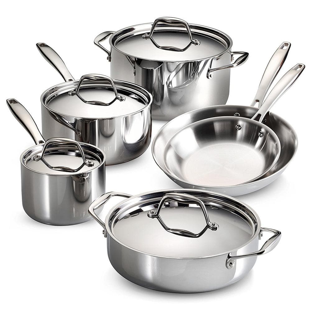 Tramontina Gourmet Tri-Ply Clad 10-Piece Stainless Steel Cookware Set Tri Ply Clad Stainless Steel Cookware