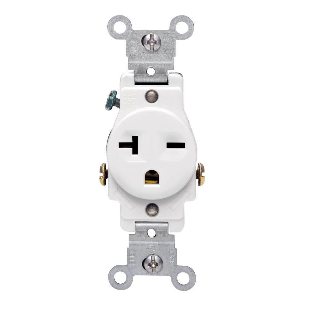 Leviton 20 Amp Double Pole Single Outlet, White-R52-05821-0WS - The Home Depot