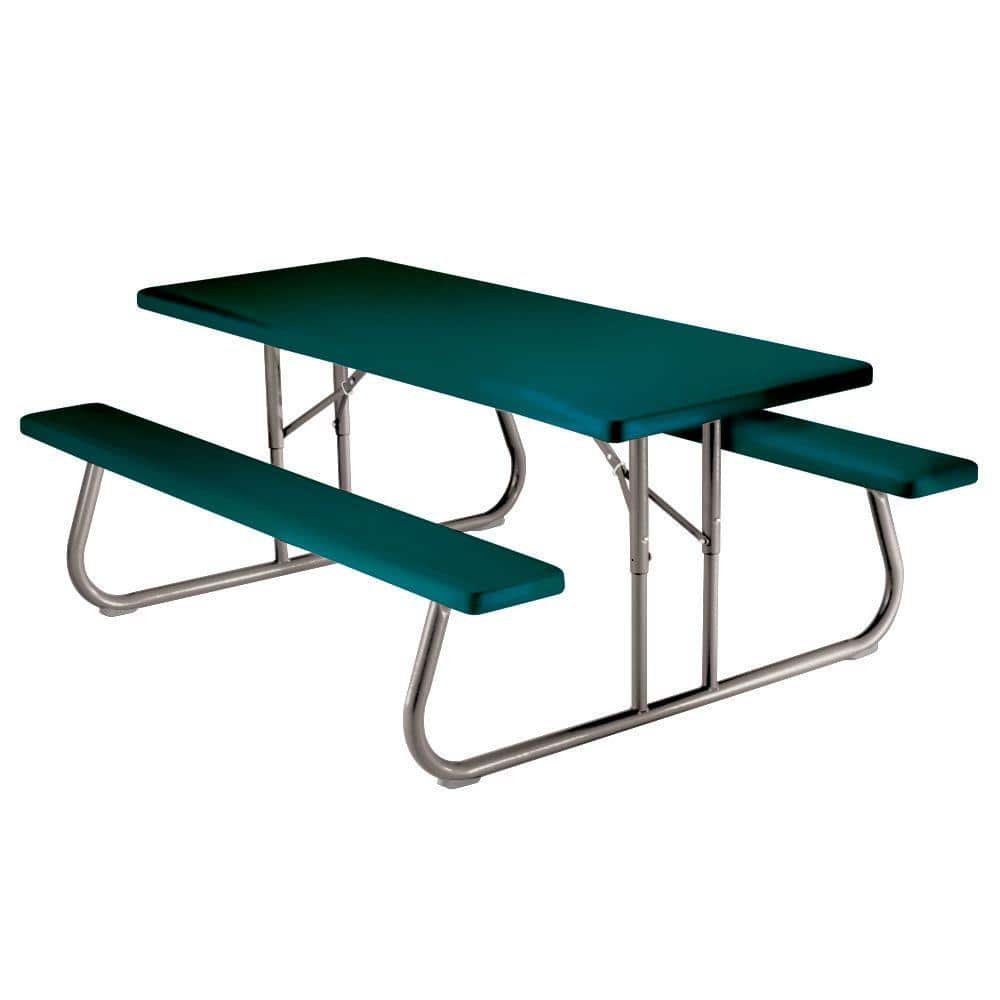 Lifetime Dining Furniture 57 in. x 72 in. Green Folding Picnic Table with Benches 22123