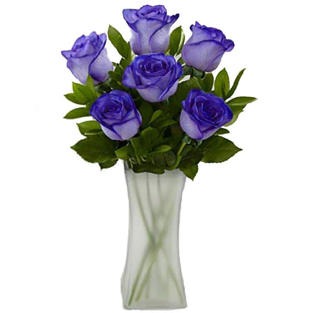 The Ultimate Bouquet Gorgeous Deep Purple Rose Bouquet in Clear Vase ...