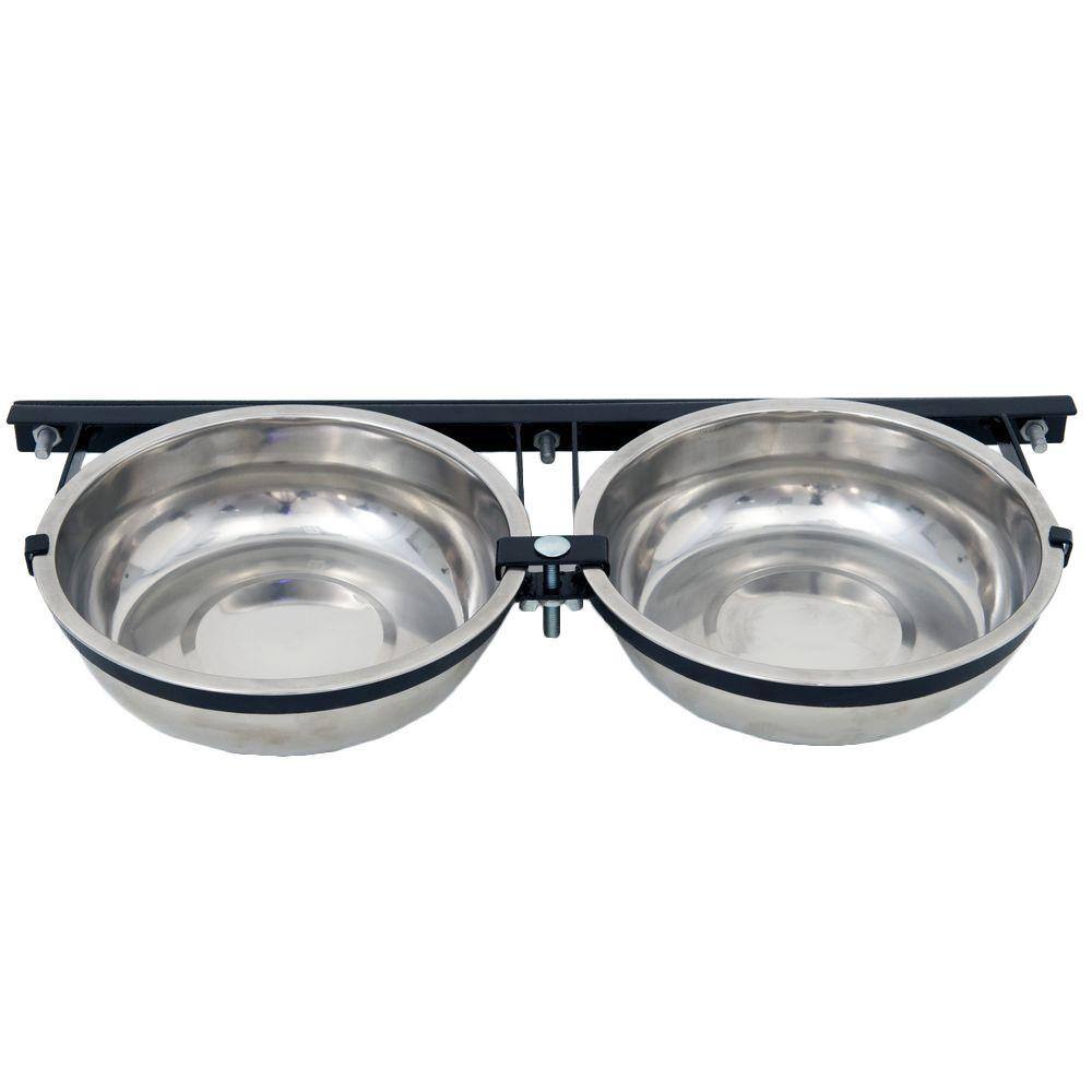Pet Essentials 10 in. x 21.5 in. Stainless Steel Dog Bowl Set-308615A 10 Inch Stainless Steel Dog Bowl
