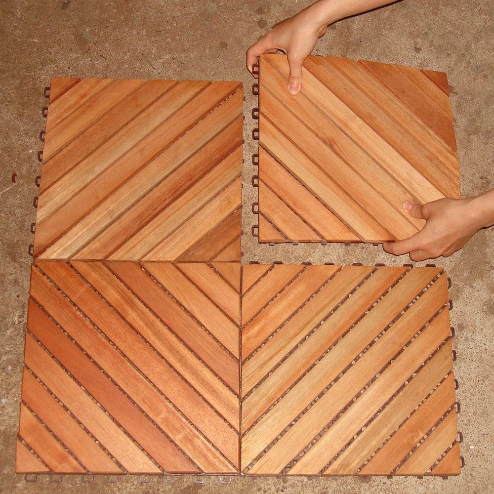 Vifah Roch 12 Diagonal Slat Style Hardwood Deck Tile-A3458 ...