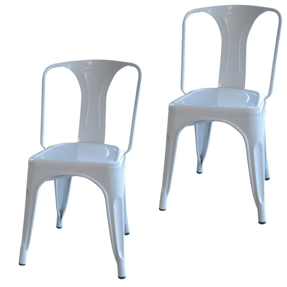 Amerihome White Metal Dining Chair Set Of 2 Bs3530wset The for White Metal Dining Chairs
