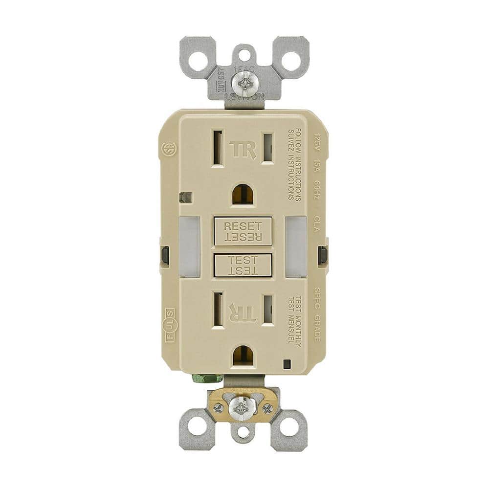 Leviton 15 Amp SmartlockPro Tamper Resistant GFCI Receptacle with Guide Light, Ivory-GFNL1-I ...