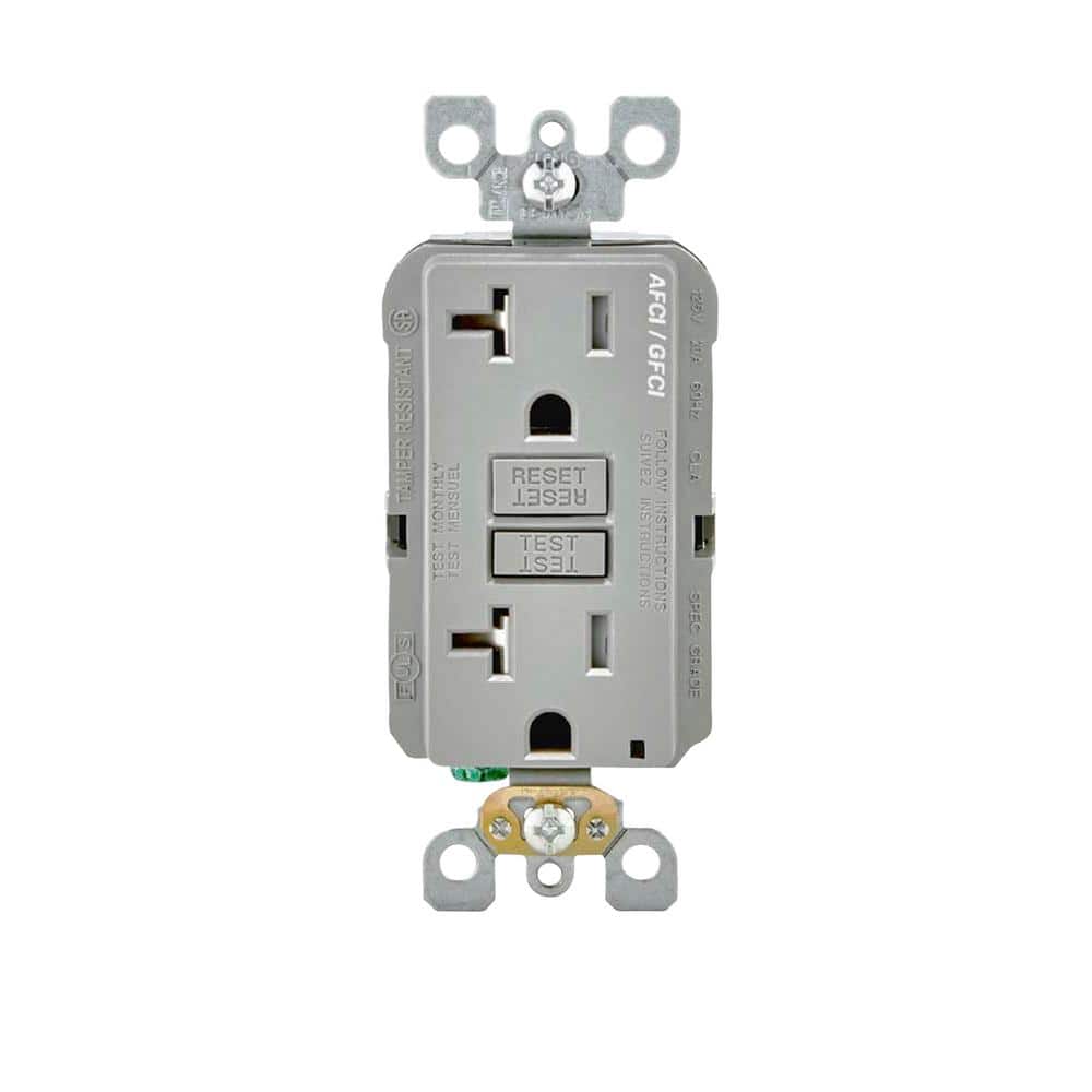Leviton 20 Amp 125-Volt AFCI/GFCI Dual Function Outlet, Gray-AGTR2-GY - The Home Depot