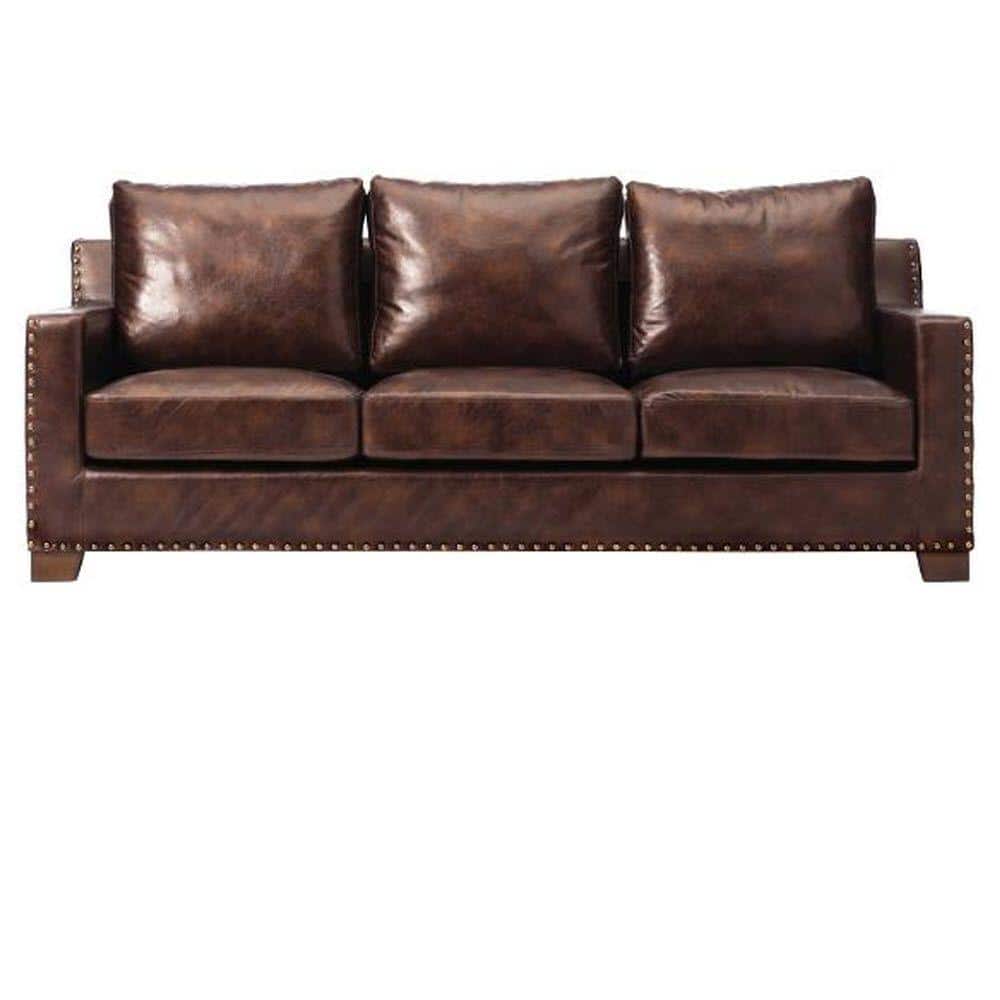 Home Decorators Collection Garrison Brown Leather Sofa