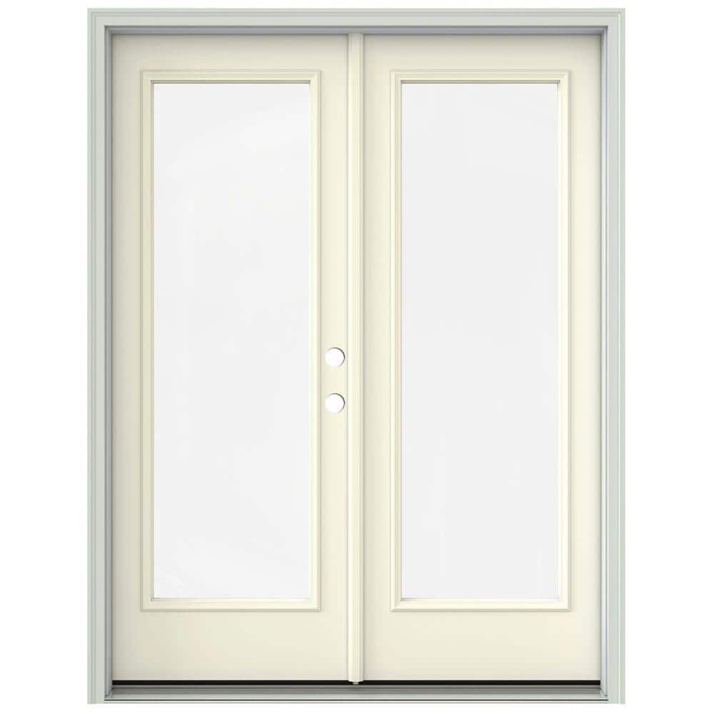 JELDWEN 60 in. x 80 in. French Vanilla Prehung LeftHand Inswing 1 Lite French Patio Door with