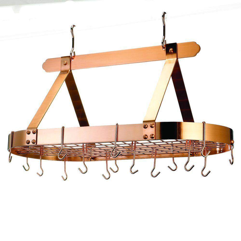Upc 045642251076 Satin Copper Oval Hanging Pot Rack With Grid