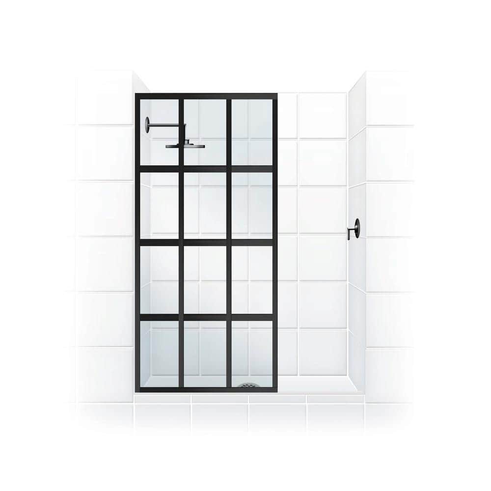 Coastal Shower Doors Gridscape Series V1 36 in. x 72 in. Divided Light Shower Screen in Oil Rubbed Bronze and Clear Glass