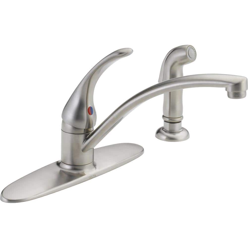 Delta Foundations Single Handle Standard Kitchen Faucet With Side in Kitchen Sink Faucets By Delta