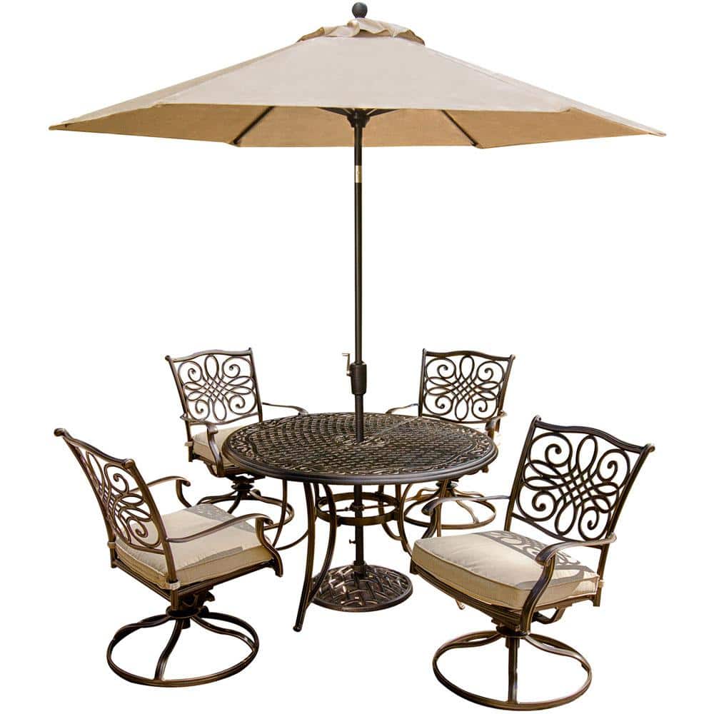 Hanover Traditions 5-Piece Outdoor Patio Dining Set and ...