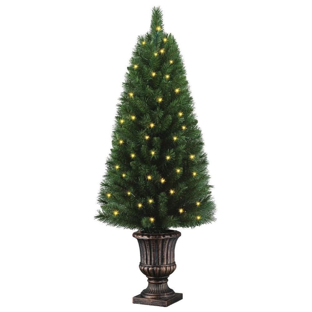 Home Accents Holiday 4 ft. Potted Artificial Christmas Tree with 50 Clear Lights-TYT-14048-1 ...