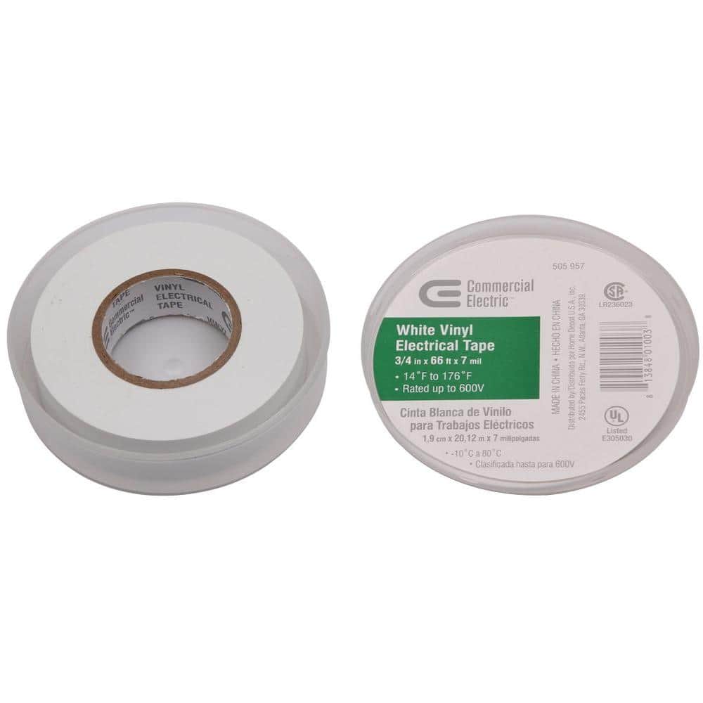 3/4 in. x 66 ft. Vinyl elect Tape White30002654 The Home Depot