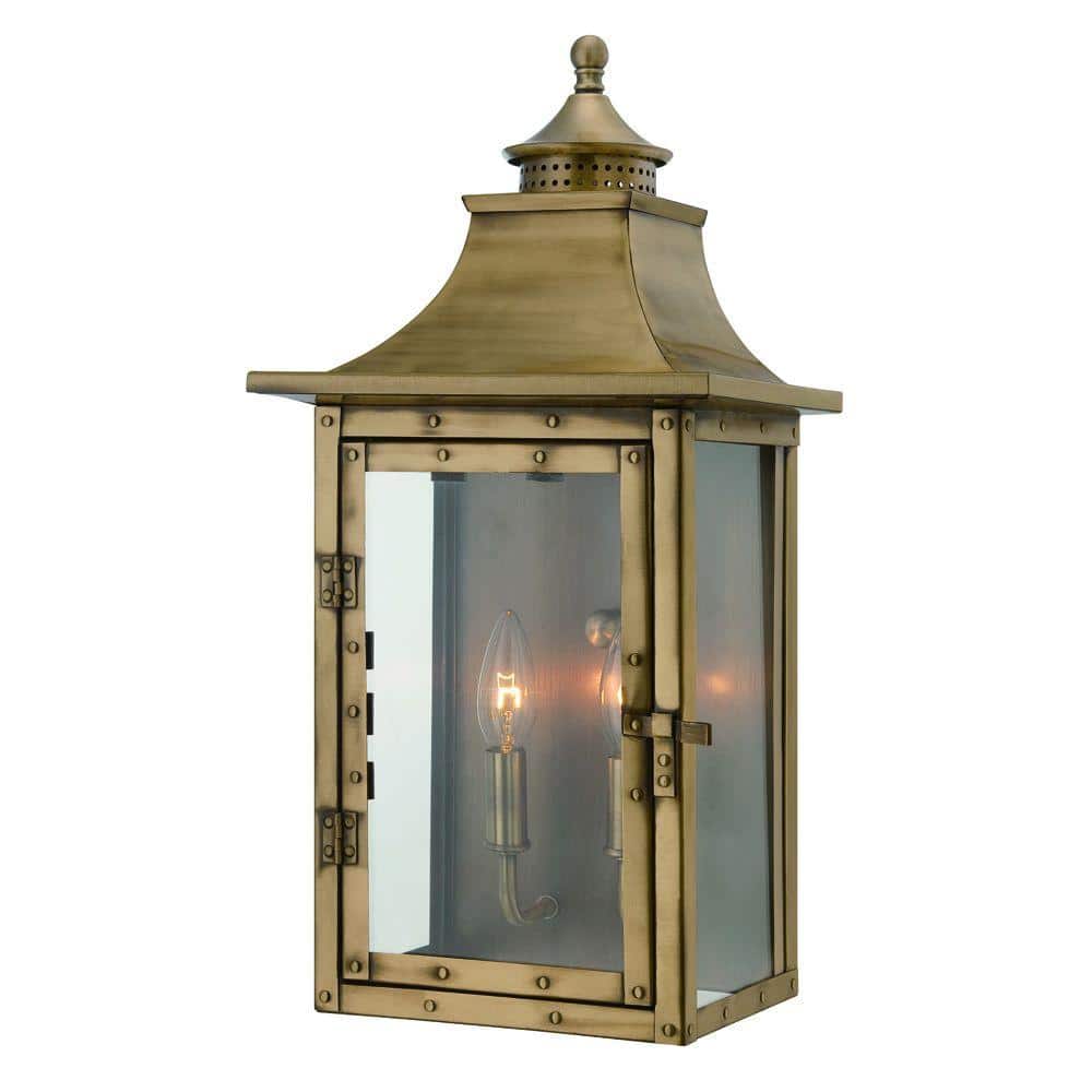 Acclaim Lighting St. Charles Collection Wall-Mount 2-Light Outdoor Aged Brass Light Fixture ...