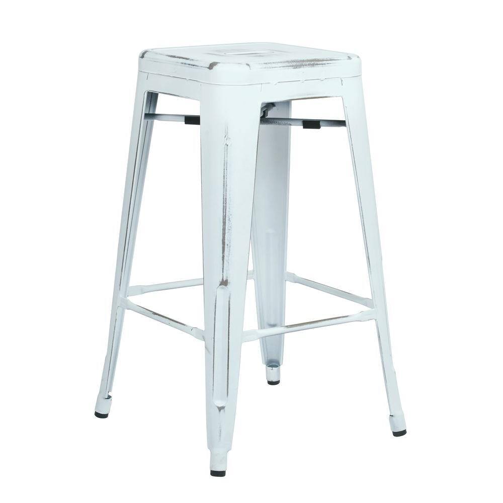 Office Star Bristow 26 In. Barstool In Antique White (set Of 2)