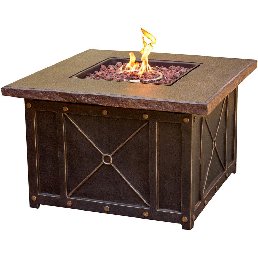 Hanover 40 in. Square Gas Fire Pit with Durastone Top-SUMMRNGHT1PCFP