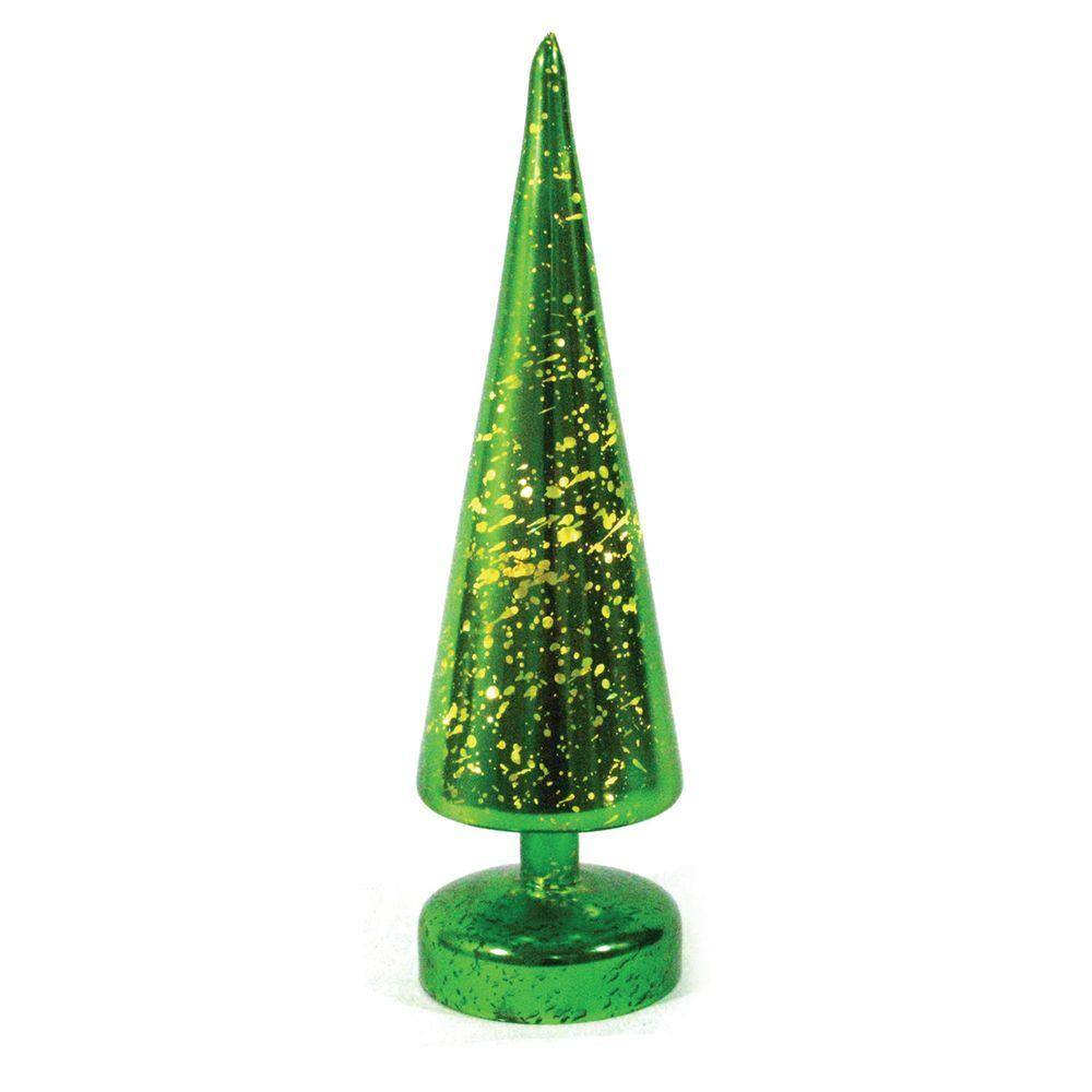 10 in. Mercury Glass LED Color Changing Glass Tree in Green-45-904-15