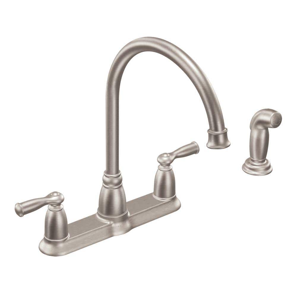Moen Banbury High Arc 2 Handle Standard Kitchen Faucet With Side focus for The Most Amazing and Interesting kitchen sink faucet handle for Home