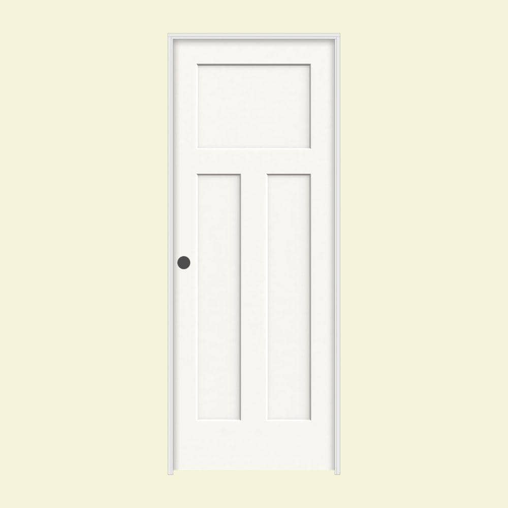 Jeld Wen 24 In X 80 In Molded Smooth 3 Panel Craftsman Brilliant White Solid Core Composite Single Prehung Interior Door