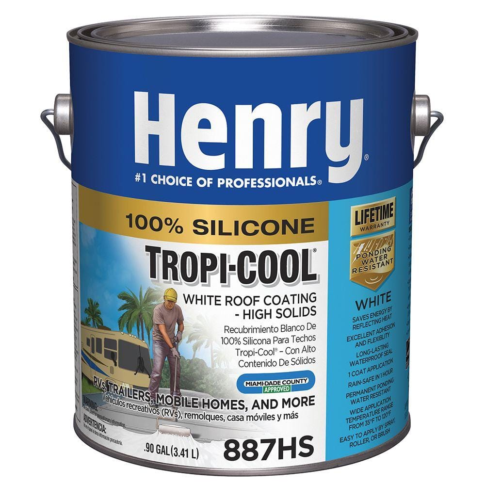 Henry 0.90 Gal. 887HS TropiCool 100 White Silicone Roof CoatingHE887HS142 The Home Depot