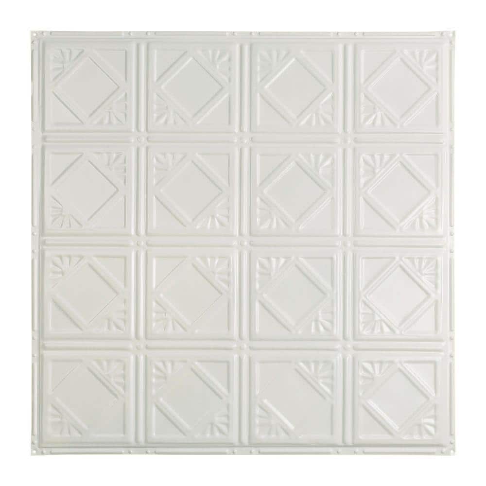 Great Lakes Tin Ludington 2 ft. x 2 ft. Nailup Tin Ceiling Tile in Matte WhiteT5701 The