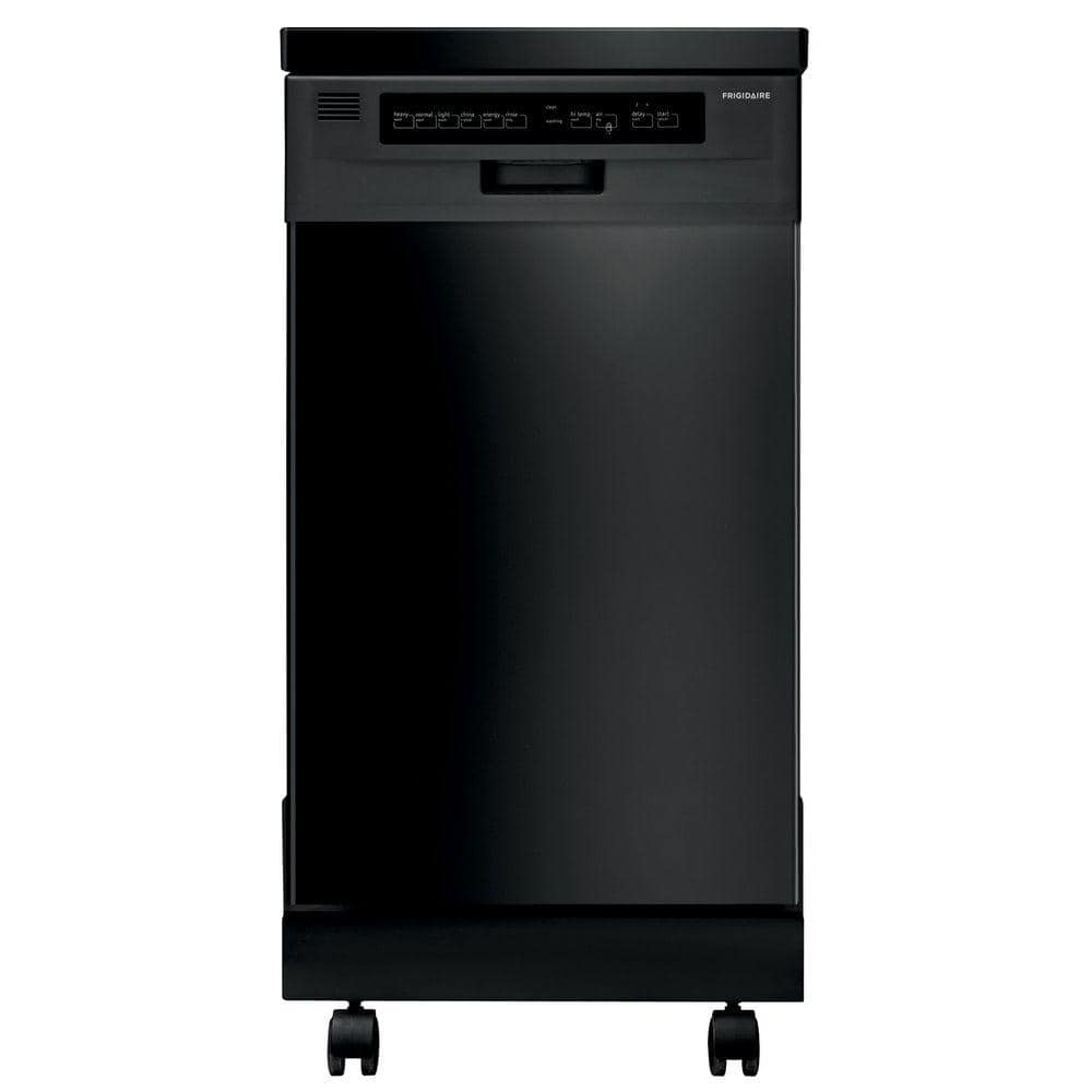 Frigidaire 18 in. Portable Dishwasher in Black with Stainless Steel Tub Black Stainless Steel Dishwasher Frigidaire