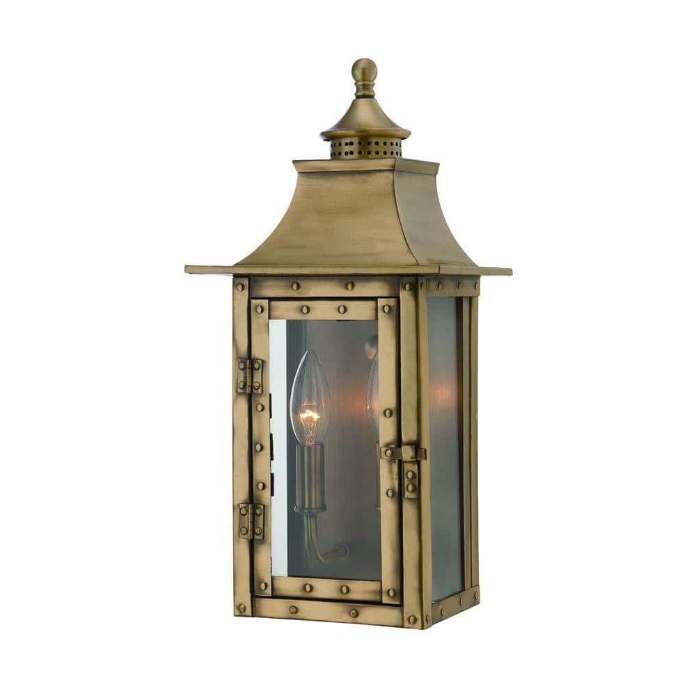 Acclaim Lighting St. Charles Collection 2-Light Aged Brass Outdoor Wall-Mount Light Fixture ...