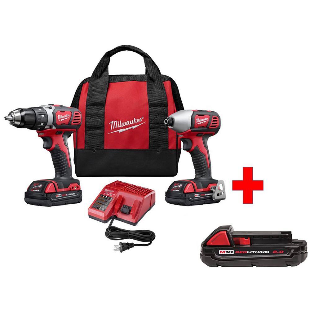 Milwaukee M18 18-Volt Lithium-Ion Cordless Drill Driver/Impact Driver Combo Kit (2-Tool) with Free Battery