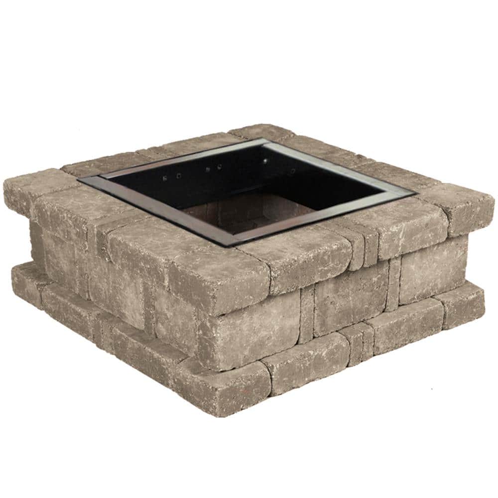 Pavestone RumbleStone 38.5 in. x 14 in. Square Concrete Fire Pit Kit No