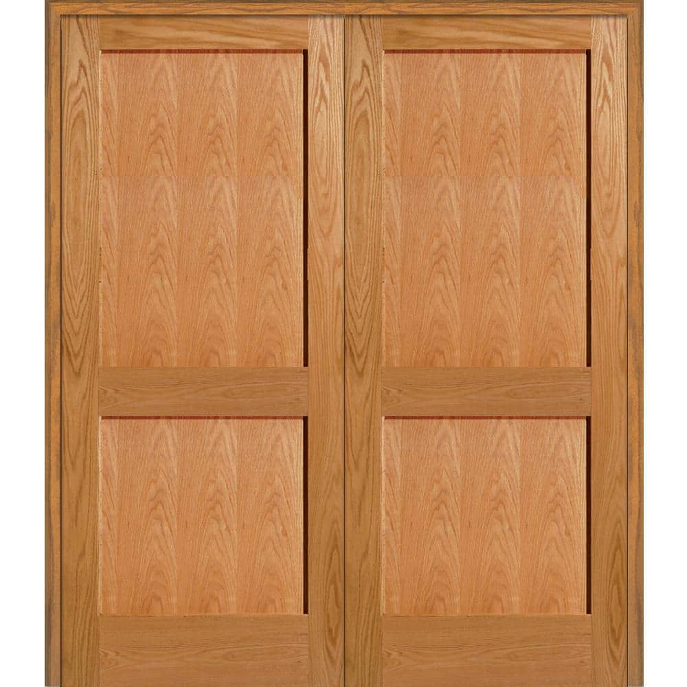 Milliken Millwork 61.5 in. x 81.75 in. Unfinished Red Oak 2Panel Flat Double Interior Door