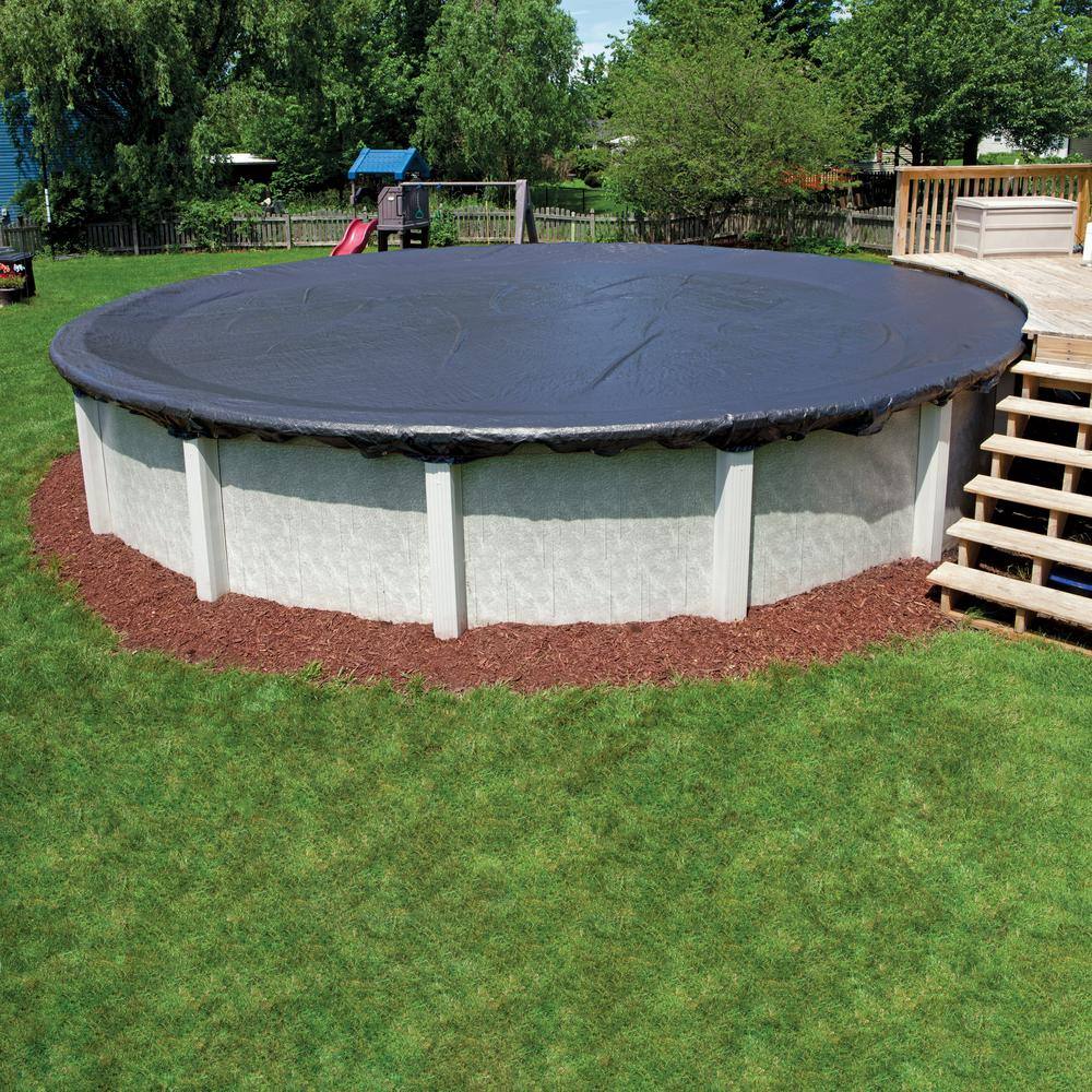 UPC 723815155436 product image for 8-Year 28 ft. Round Black Economy Above Ground Winter Pool Cover | upcitemdb.com