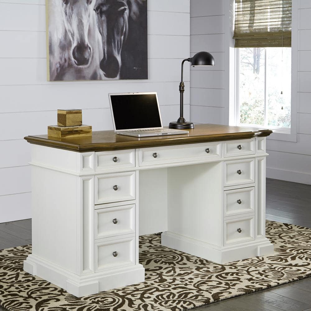 white desk with file drawers
