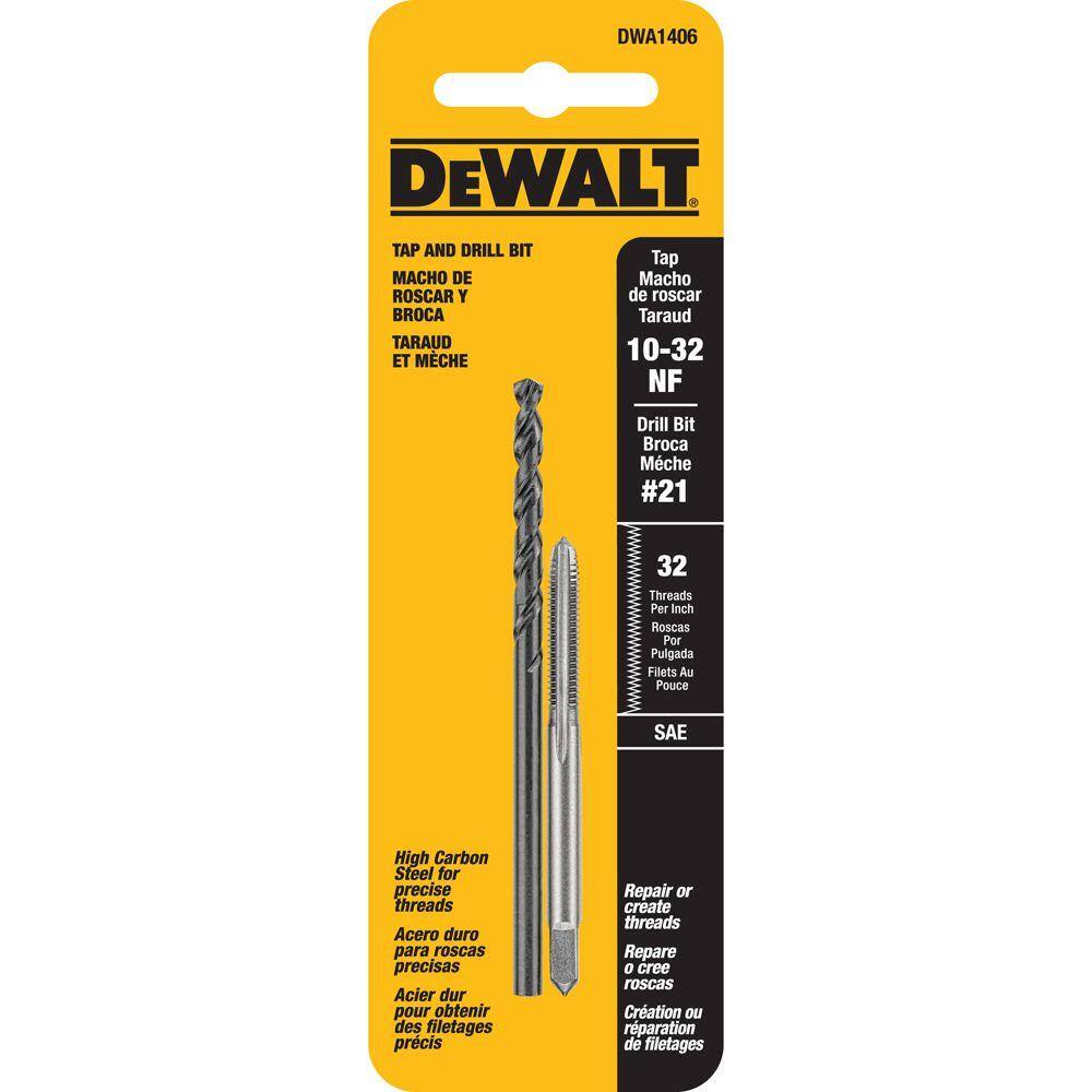 Dewalt 21 Drill And 10 In X 32 Nc Tap Set Dwa1406 The Home Depot