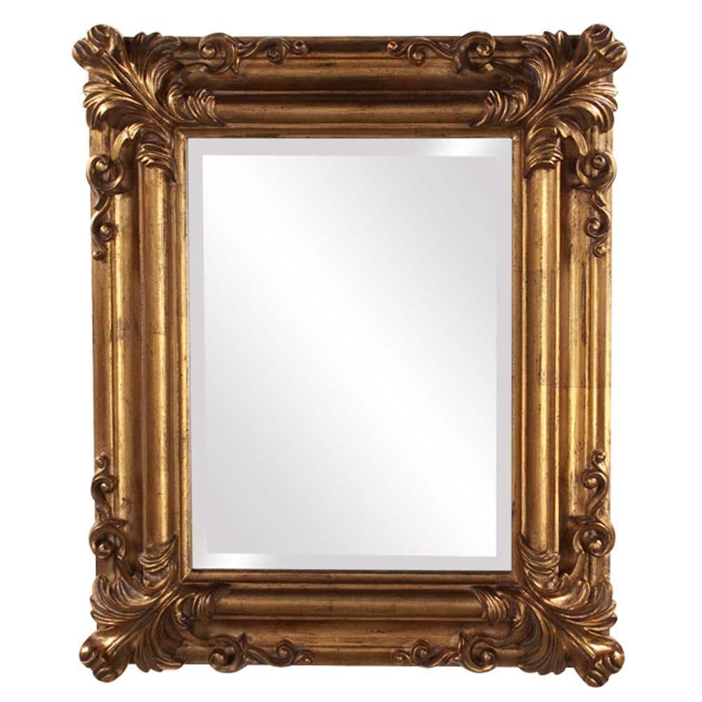 23 in. x 19 in. Bright Gold Rectangle Wood Framed Mirror ...