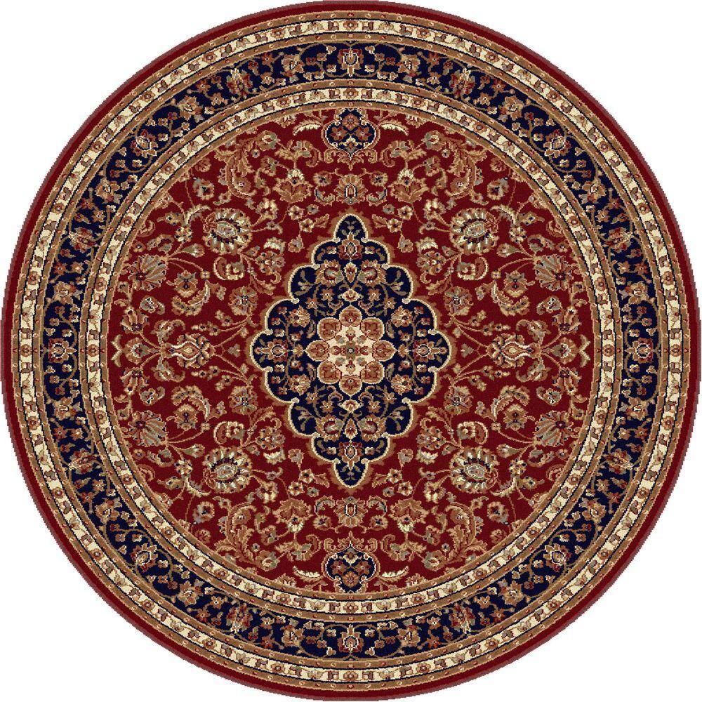 Tayse Rugs Sensation Red 7 ft. 10 in. Round Traditional Area Rug-4780