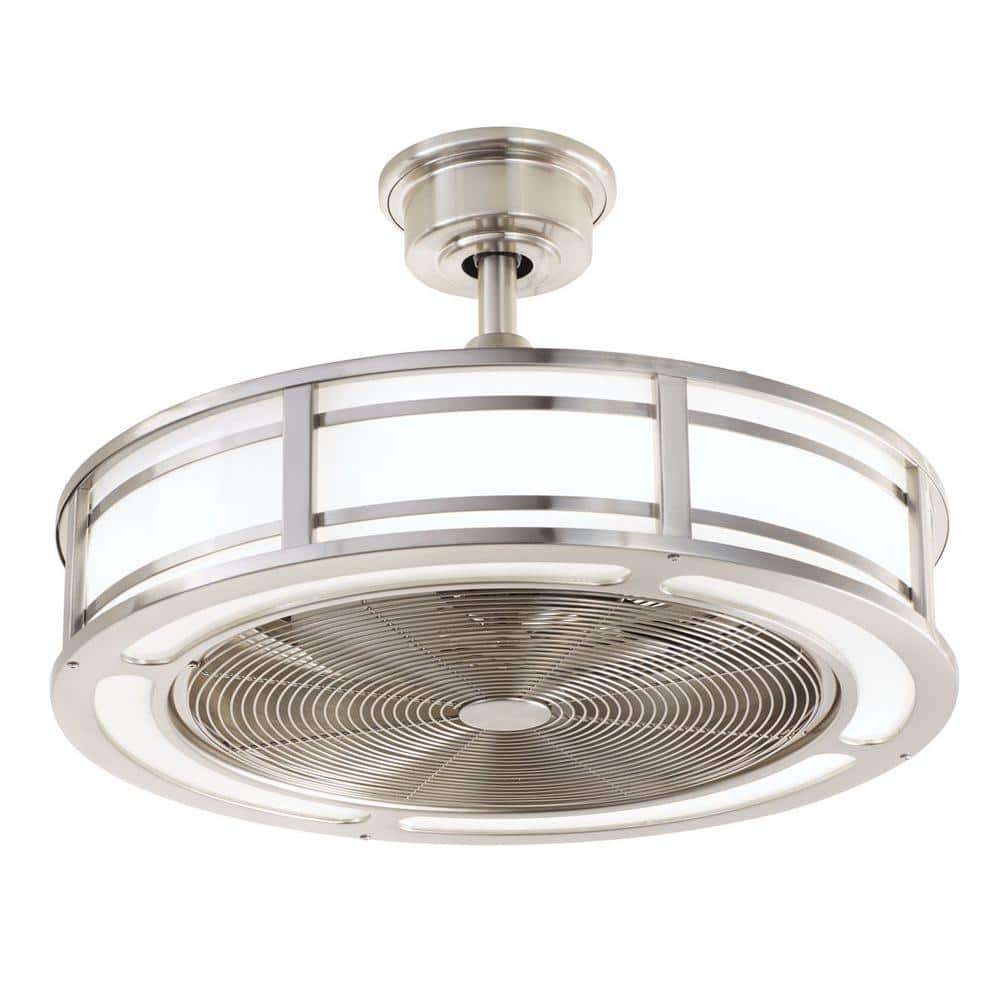 ... Collection Brette 23 in. LED Indoor/Outdoor Brushed Nickel Ceiling Fan