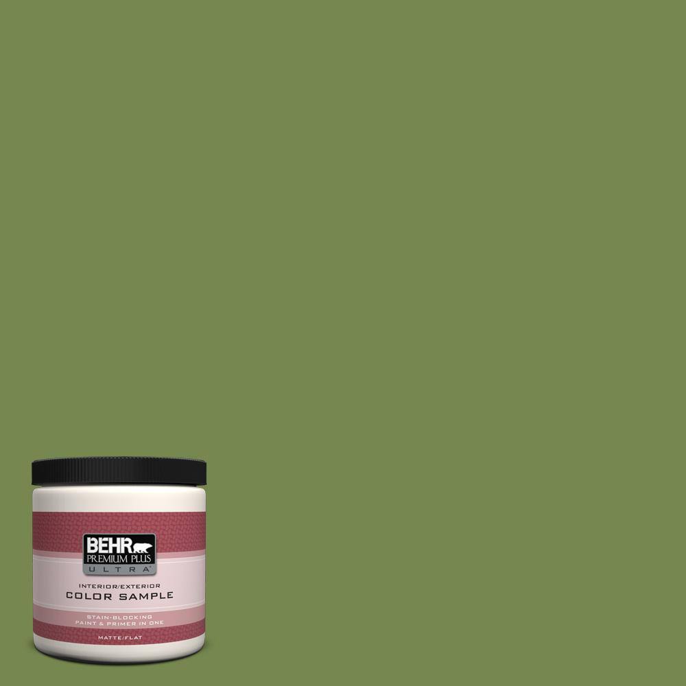 Behr Premium Plus Ultra 8 Oz Hdcsm142 Green Suede Flatmatte Interiorexterior Paint Sample image