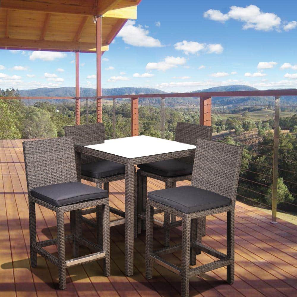 Leisure Accents Redwood Resin 5-Piece Patio Bar Set-LADBBS-R - The Home