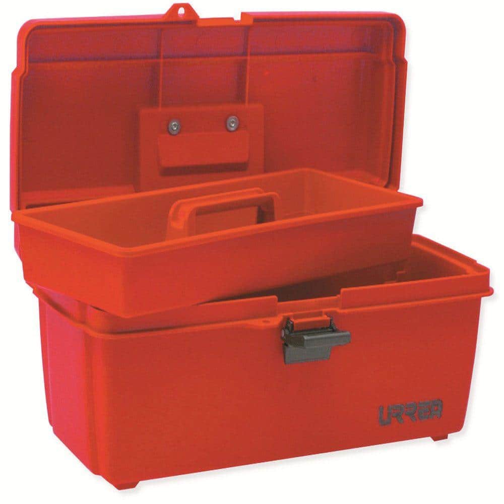 URREA 14 in. Plastic Red Tool Box with Metal Clasps9900