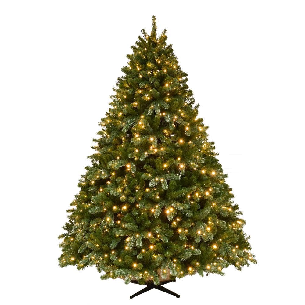 Home Accents Holiday 7.5 ft. Pre-Lit Grand Fir Quick Set Artificial Christmas Tree with ...