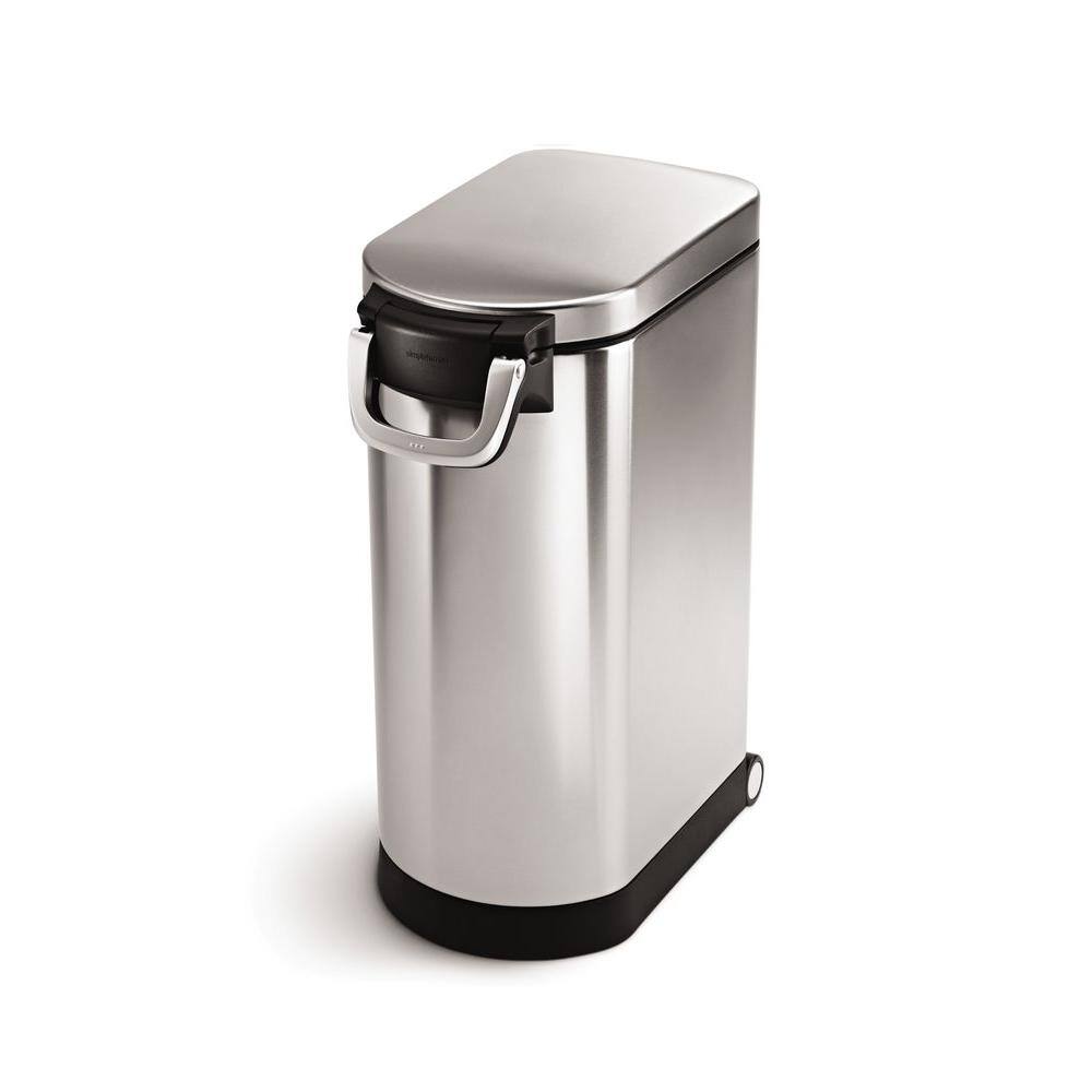simplehuman X-Large Brushed Stainless Steel in Fingerprint-Proof Pet Simplehuman Stainless Steel Pet Food Storage Can