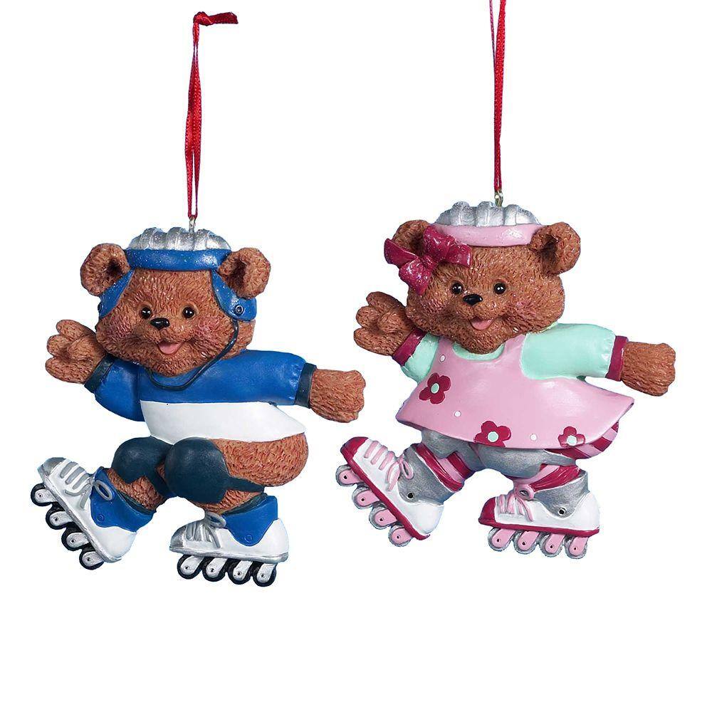 UPC 086131751325 product image for Kurt S. Adler Holiday Ornaments & Decor 4 in. Boy/Girl Roller Skating Bear Ornam | upcitemdb.com