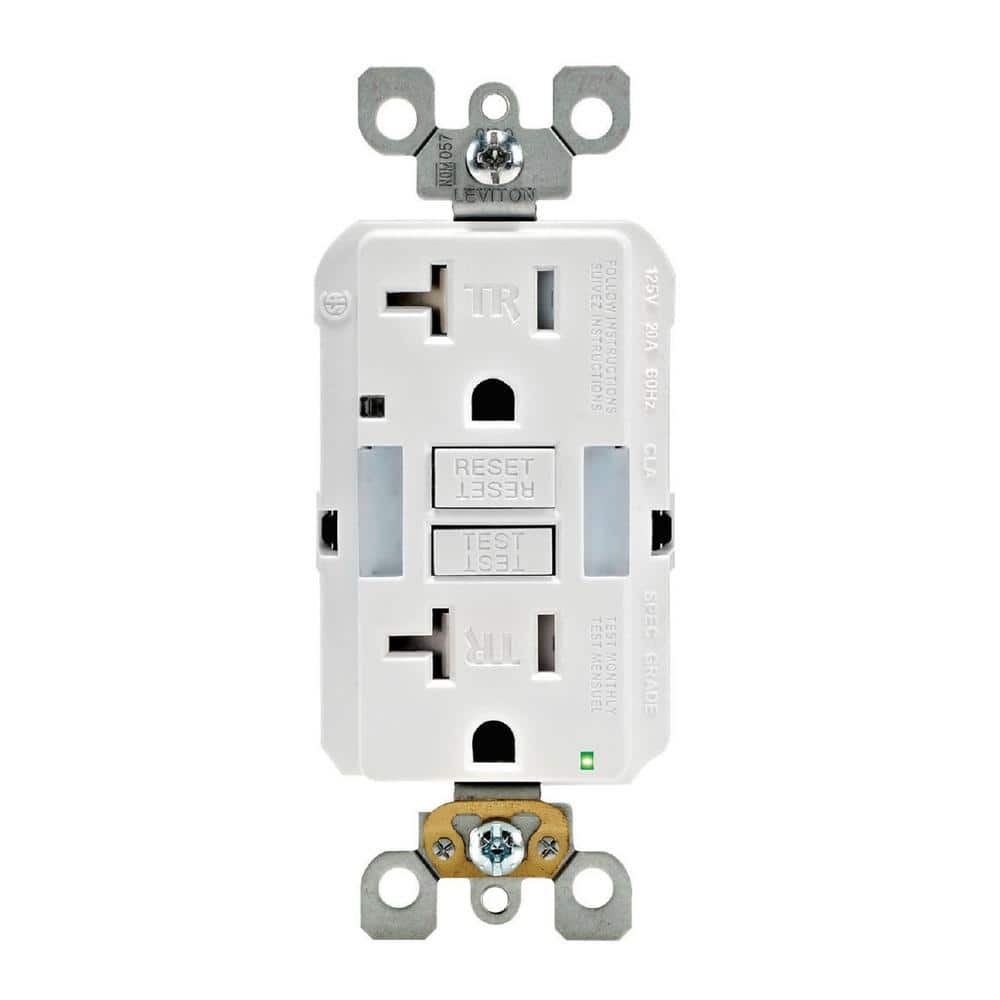 Leviton 20 Amp SmartlockPro Tamper Resistant GFCI Outlet with Guide Light, White-GFNL2-W - The ...