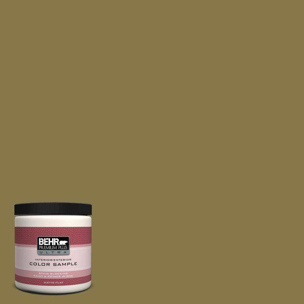 Behr Premium Plus Ultra 8 Oz M3307 Green Tea Leaf Interiorexterior Paint Sample image