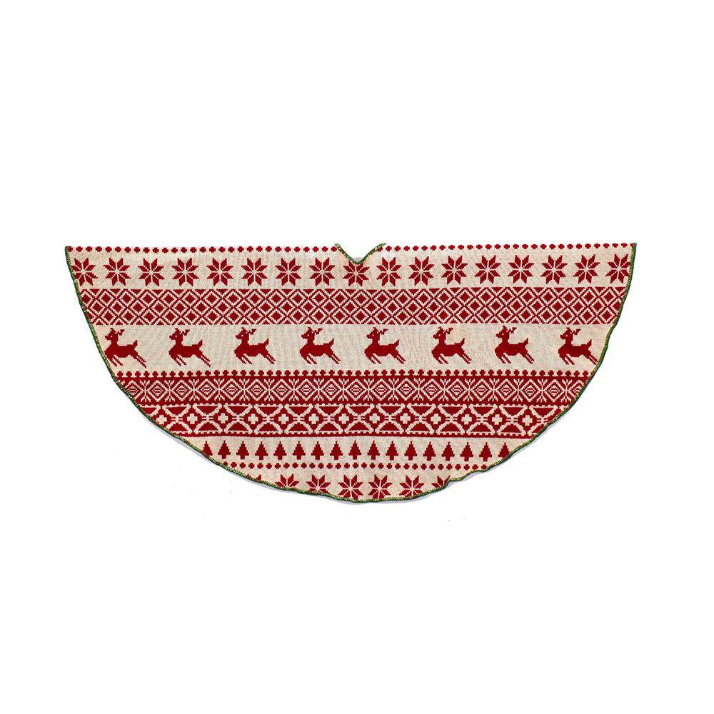 UPC 086131418488 product image for Kurt Adler 48 in. Red/Ivory and Green Knit Treeskirt, Multi-Colored | upcitemdb.com