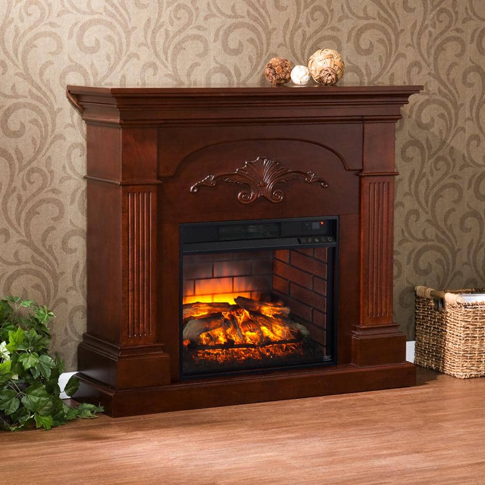 Dover 44 75 in W Infrared Electric Fireplace in Mahogany HD91234 The 