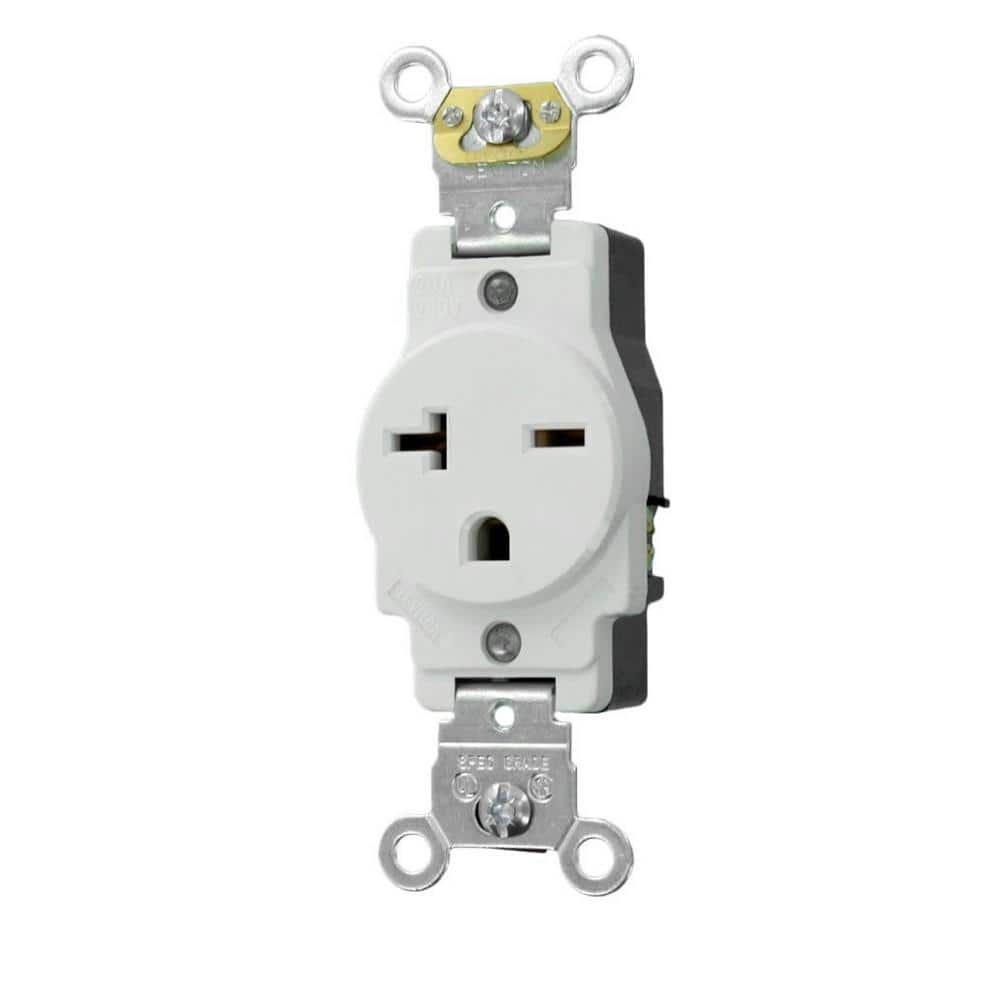 Leviton 20 Amp Industrial Grade Heavy Duty Self Grounding Single Receptacle, White-5461-W - The ...