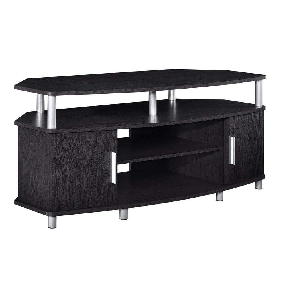 Windsor Black and Metal Accents Storage Entertainment Center, Black/Metal Accents