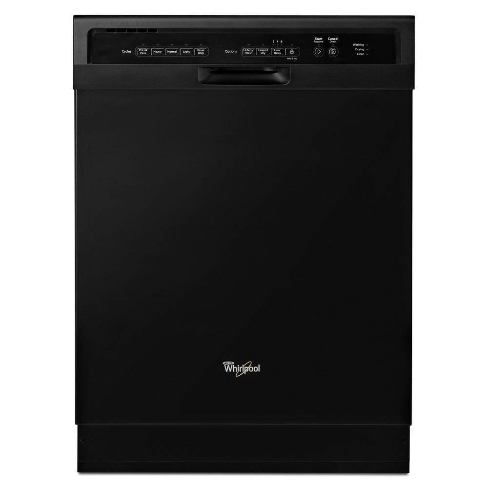 Whirlpool Front Control Dishwasher in Black with Stainless