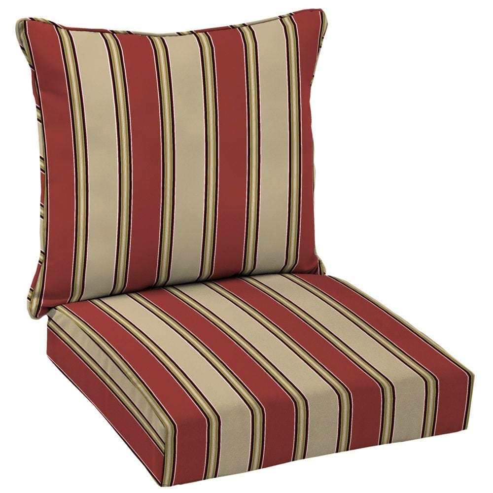 Hampton Bay Wide Chili Stripe Welted 2-Piece Deep Seating ...